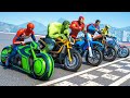 SPIDERMAN & Hulk w/ ALL SUPERHEROES Racing Motorcycles Event Day Competition Challenge - GTA 5 #273