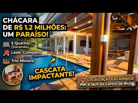 🏡Chácara Porteira fechada exclusiva, piscina, 5 quartos, salão de jogos, apenas R$1.200.000,00