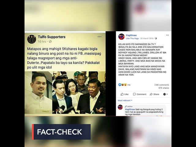 FALSE: Media did not report on malversation raps vs Aquino