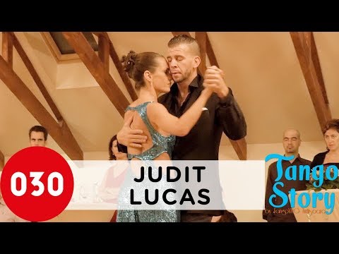  Lucas Molina  and  Judit Somos  are  dancing  to  the  tango  "  La piba de los jazmines  "  by  Ricardo Malerba  at  Tango Story Festival  in  2016
