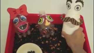 Recycled Bottles Bean Sensory Bin for children:Preschool activity