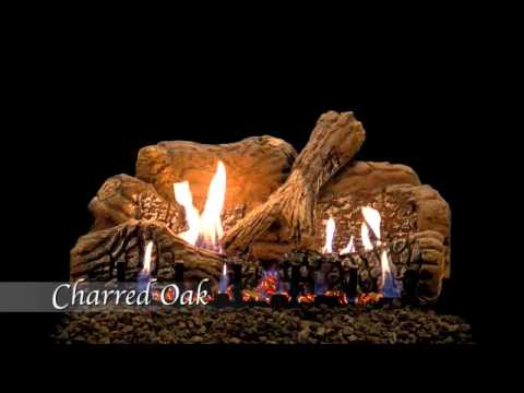 Charred Oak Ceramic Fiber Gas Log Set by Empire Comfort Systems Video