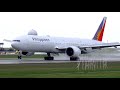 Philippine Airlines 777 3F6 ER Landing At Vancouver International Airport