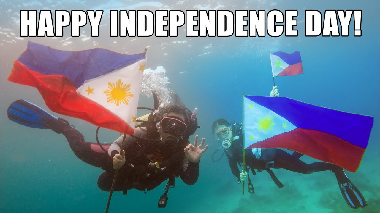 Diving with Philippine Flag underwater Anilao