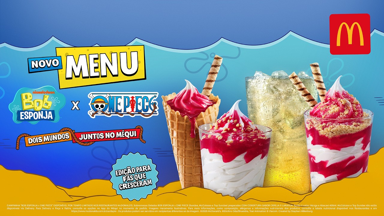 Méqui novo menu inspirado em Bob Esponja e ONE PIECE