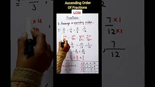 fraction in ascending order | lcm #shorts #fraction #ascending_order