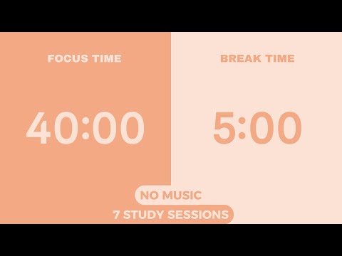 5-Hour 40/5 Pomodoro Timer | No Music | Study With Me | Deep Focus | Work · ADHD · Countdown