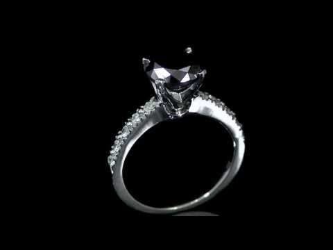2.60 CT T.W ROUND CUT BLACK AND WHITE DIAMOND RING IN 14K WHITE GOLD