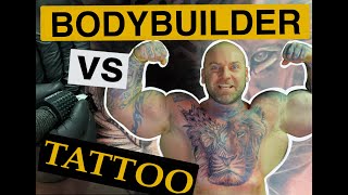 BODYBUILDER VS TATTOO — Tricky Ricky — getting tattooed by 2 Tattoo artists at the same time
