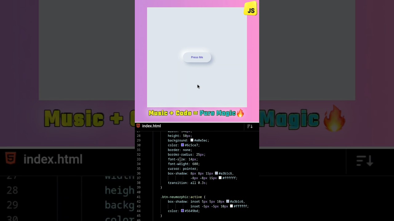 😲 NEUMORPHIC Button Magic in 8s! | HTML CSS JS (Super Easy Tutorial) #shorts #devziaul