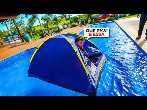 ME JOGARAM NA PISCINA DORMINDO NA BARRACA !!⛺️* botooooo vai ter vingança *