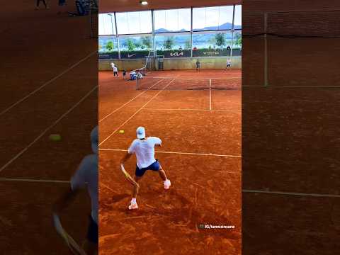 Rafa Nadal sending huge forehand bombs at the Rafa Nadal Academy before coming to Roland-Garros