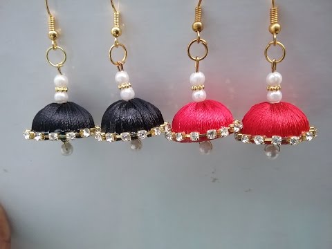 How to make silkthread jhumkas l DIY l how to make simple jhumkas easily at home l earrings making Video