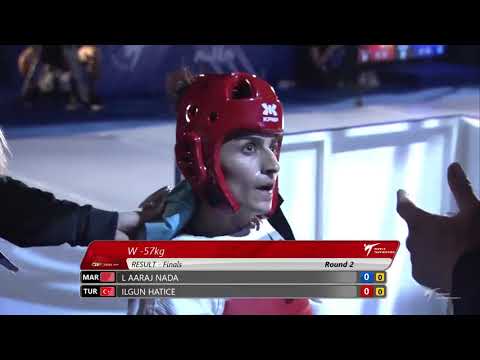 finals womens-57kg nada laraaj⁦ morocco🇲🇦⁩of ilgun hatice turkey🇹🇷⁩#CHIBA#Japan#World#Taekwon