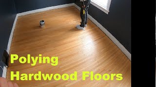 Video thumbnail for Polying hardwood Floor Results water based clear satin Varathane 2x by JohnnyG