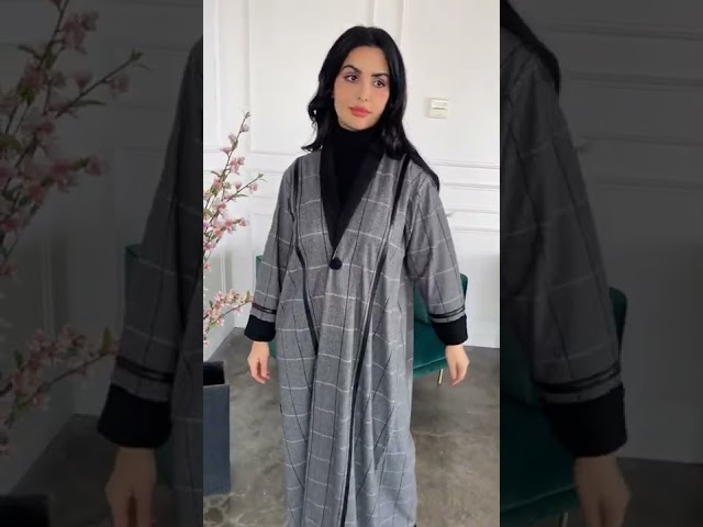 عباية رمادية كاروهات - Warm V