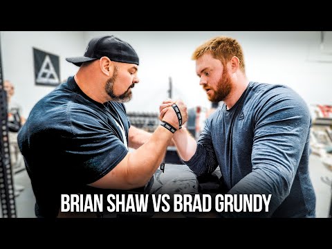 BRIAN SHAW VS BRAD GRUNDY ARM WRESTLING PRACTICE