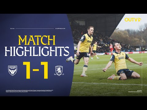 Luke Harris Scores to Secure Oxford United a Point Against Middlesbrough | Championship Highlights