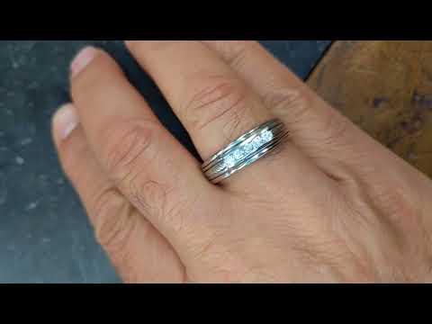 0.5 Ct. Five Stone Channel Set Men's Wedding Ring with Braided Shank - TwoBirch TB-GR-0070-WG-H