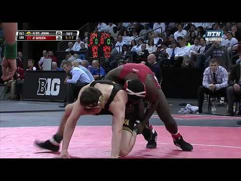 Big Ten Rewind: 2014 Wrestling - 157 LBs - Nebraska's James Green vs. Iowa's Derek St. John