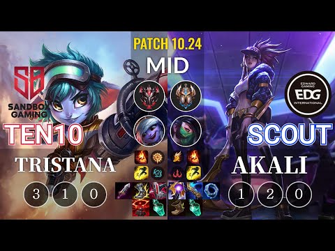SB Ten10 Tristana vs EDG Scout Akali Mid - KR Patch 10.24