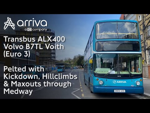Arriva Kent ALX400 Volvo B7TL Voith gets Pelted w/ Kickdown, Hillclimbs & Maxouts through Medway
