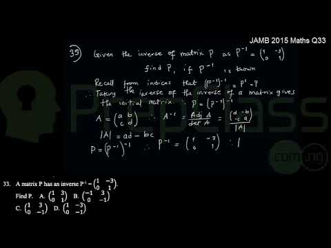 Matrices (Inverse Of Matrices) - JAMB 2015 MATHS Question 33