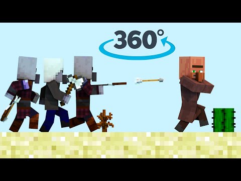 VR Planet - Minecraft - 360° VR Video || Villager Runner - Minecraft Animation
