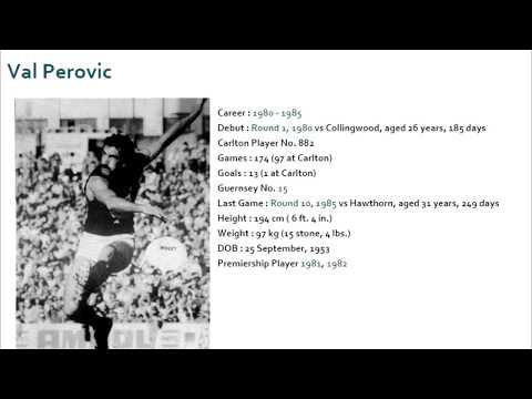 Val Perovic 1984 - Carlton Football Club Past Player