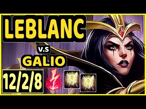 SKT T1 FAKER (LEBLANC) vs GALIO - 12/2/8 KDA MID CHALLENGER GAMEPLAY - KR