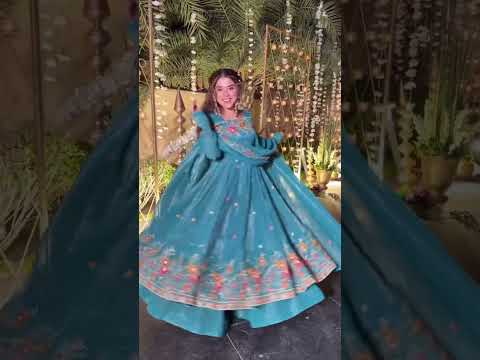 Rama Designer Soft Crunchy Silk Embroidered Gown Set with Sequins Work & Matching Dupatta – Fully Stitched Party & Festive Wear