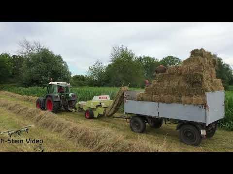Heuernte 2022 HD Ballen Quaderballen Hochdruckpresse mit Fendt 311 Vario & Claas Markant 55
