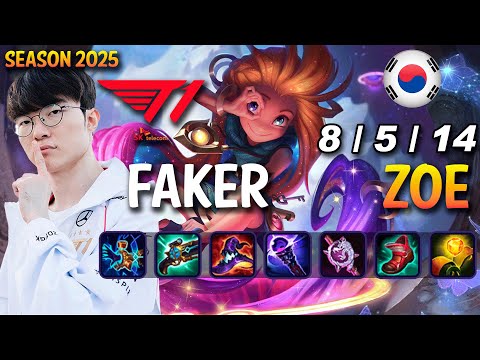 T1 Faker ZOE vs AKALI Mid - Patch 25.11 KR Ranked | lolrec