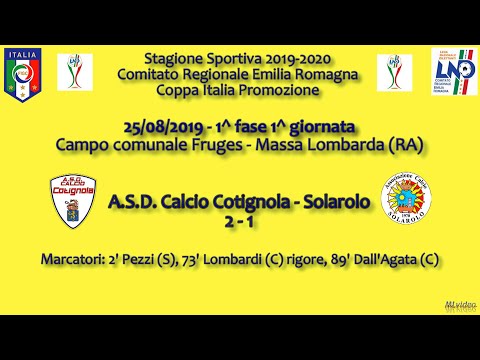 25/08/2019 – C.I. Promoz. E.R.–1^f. 1^ g.– Cotignola-Solarolo 2-1 LE RETI