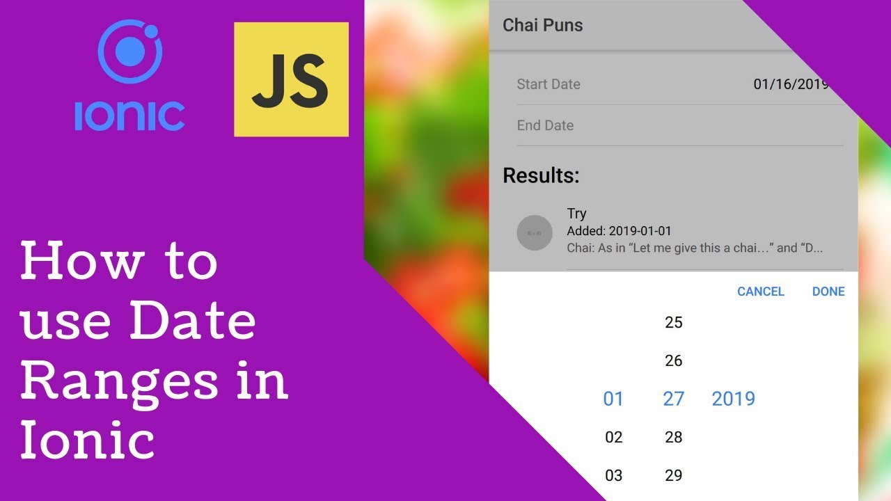 Date Ranges with Ionic Datetime
