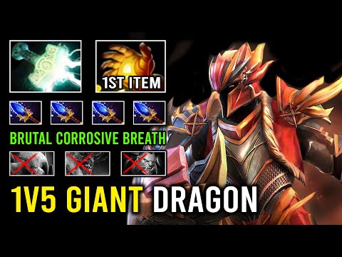 1v5 Giant Black Dragon Hyper Speed Corrosive Breath Brutal Hit Like a Truck Mid Dragon Knight Dota 2