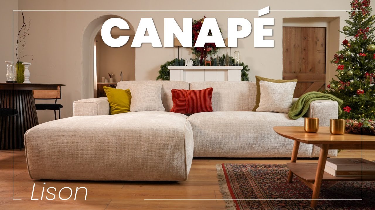 Thumbnail video of the produit Lison - Canapé d'angle droit 4 places en velours texturé