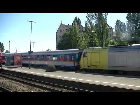Dispolok ER20 007 vertrekt met Alex rijtuigen van Lindau Hauptbahnhof