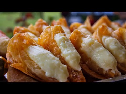 Easy Cream Filled Phyllo Cones Recipe - Trigona Panoramatos - Jim Michailidis