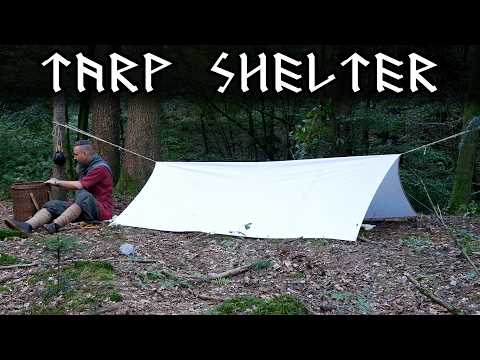 Tarp Shelter Setup & Upgrade | Viking Camp | Viking Bushcraft | Rope Making | DIY Tent Pegs