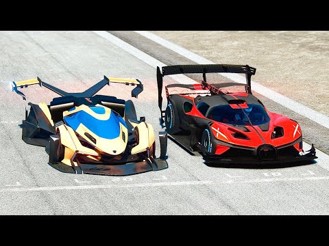 Lamborghini V12 GTR Concept vs Bugatti Bolide GTR Concept at Drag Race 24 KM