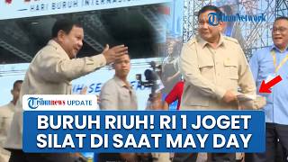 Prabowo Lempar Topi & Mendadak Joget Silat di Atas Panggung May Day, Ratusan Buruh Sambut Riuh