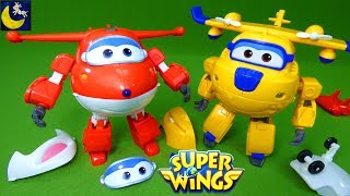 Download lagu Super Wings Toys Transform N Talk Donnie and Jett Airplane Transforming Bot Take Apart Toys Video mp3