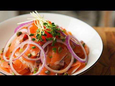 연어 덮밥~톡톡 터지는 날치알로 더욱더 식감 있게 만들기! 소스레시피 만드는법 홈파티 크리스마스 연말 요리