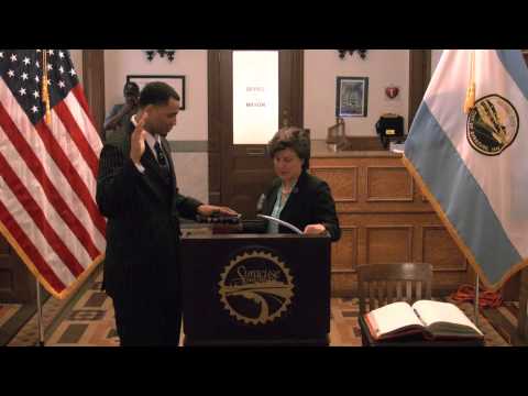 City Parks Commissioner Lazarus Sims Sworn In by Mayor Miner 5-19-2015