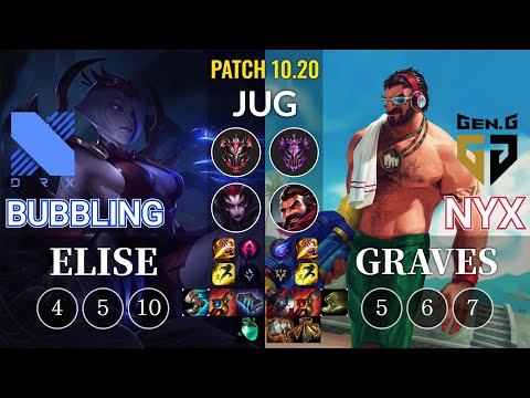 DRX Bubbling Elise vs GEN Nyx Graves Jungle - KR Patch 10.20