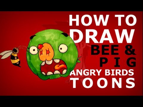 How to draw Angry Birds Toons episode 19 - Sneezy Does It - Bee & Pig