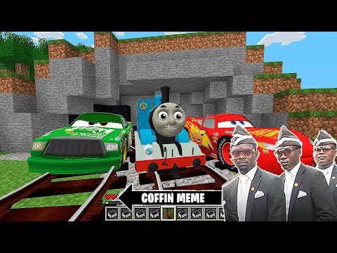 Thomas the Tank Engine and Lightning Mcqueen in Minecraft