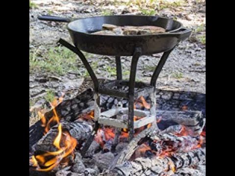 Campfire skillet holder lodge campfire stand for cast iron skillet