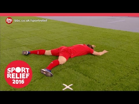 John Bishop topples and Greg James forgets where his own feet are